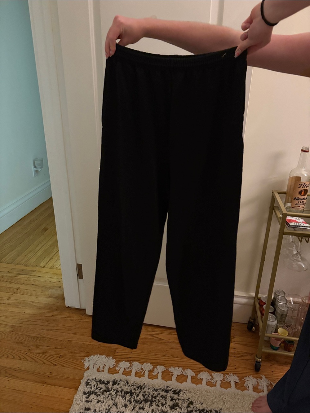 Men's Black Elastic-Waist Jogger Pants
